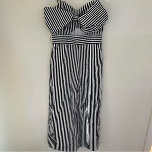 Main Strip Black & White Striped Strapless Jumpsuit